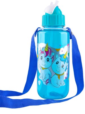 UKRAINEZ Cute Water Bottle with Sipper::Water Bottle for Kids::Sipper Bottle Unicorn 450 ml Water Bottle(Set of 1, Blue)