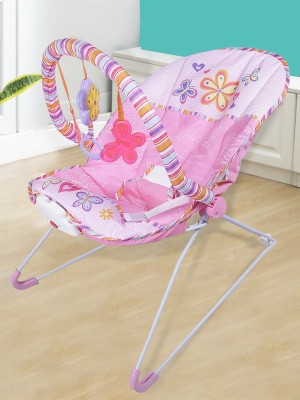 Baby Moo Jungle Friends Soothing Vibrations Bouncer Rocker With Musical Hanging Toys Rocker(Pink)