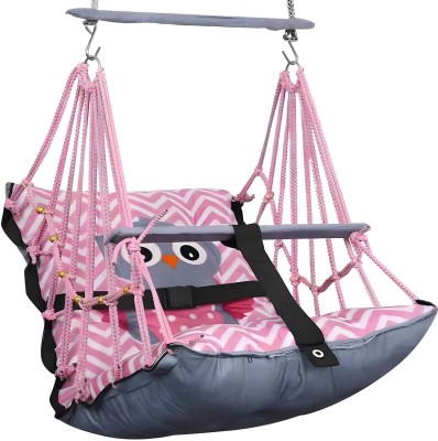 GADGETGRID Deluxe Baby Swing with Secure Safety Belt Soft Cushioned Swings(Pink, Grey)