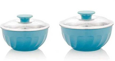 PRAGATI SALES Plastic Mixing Bowl Flourish Bowls Set Kitchen Storage Microwave Utensils Mixing with LID(Pack of 2, Blue)