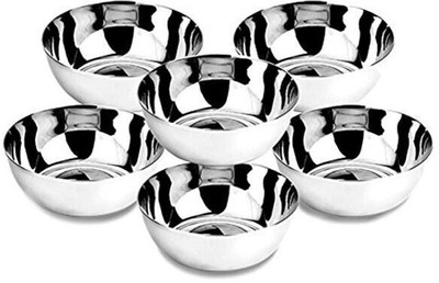 Urvi Creations Steel Serving Bowl bowl 150 ml(Pack of 6, Steel)