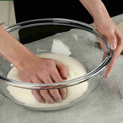 Armin Glass Mixing Bowl Borosilicate Glass plate tray dishes and Serving Bowl container 5000 ML Disposable(Pack of 1, Clear)
