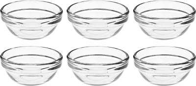 VVSS Glass Vegetable Bowl(Pack of 6, Clear)