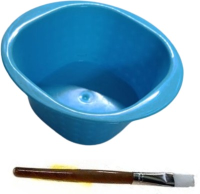 Smark Plastic Mixing Bowl Plastic Medium Size Facial Pack Mixing Bowl With Wooden Brush (1set)(Pack of 1, Multicolor)