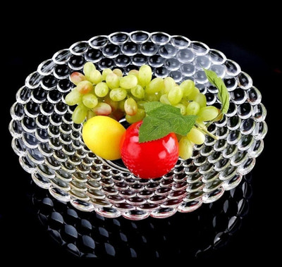 TDMM Glass Decorative Bowl Crystal Clear Glass_Dry Fruit Bowl Platter Tray_Transparent 9 inch(Pack of 1, Clear)