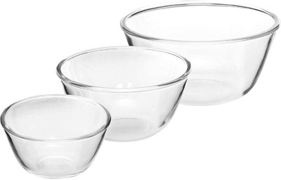 Cutting EDGE Essentials Borosilicate Glass Mixing Bowl(Pack of 3, Clear)