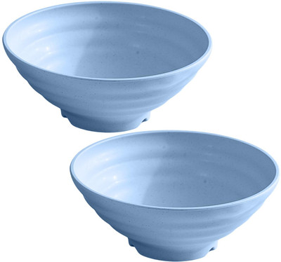 Takositio Plastic Salad Bowl Wheat Straw Bowl Deep Salad Bowl Japanese Noodle Udon Soup Bowls Microwave Safe(Pack of 2, Blue)