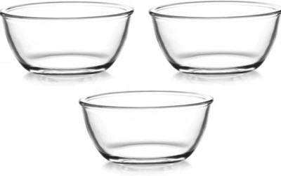 RKPL Borosilicate Glass Serving Bowl Mixing Bowl Set 1000 ml(Pack of 3, Clear)