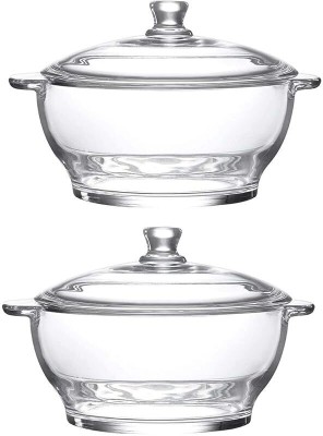 T R Creation Glass Mixing Bowl(Pack of 2, Clear)