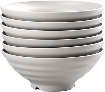 Takositio Plastic Salad Bowl Wheat Straw Bowl Deep Salad Bowl Japanese Noodle Udon Soup Bowls Microwave Safe(Pack of 6, Beige)