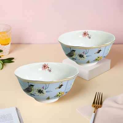 Lemon Tree Ceramic Serving Bowl Snack Bowl 2 pc Set in Gift Box(Pack of 2, Light Blue, Multicolor)