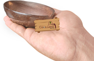 Coco Land Wooden Dessert Bowl Coconut Shell Oval Shape Pudding Pot (MEDIUM SIZE Pack of 1)150 ml Disposable(Pack of 1, Brown)