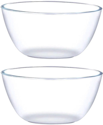 Sarsawal Glass Mixing Bowl Borosilicate Glass Serving Bowl Borosilicate Glass Container 4500 ML Disposable(Pack of 2, Clear)