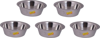 Shivshakti Arts Stainless Steel Serving Bowl SHIV SHAKTI ARTS Handmade Pure Stainless Steel Round Bowl Plane Design Vintage Look Volume= 700 ml Each:: Set of 5(Pack of 5, Silver)