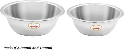 JAGGERY Stainless Steel Serving Bowl Useful as Mixing and Serving Donga (Diameter: 17 cm And 19 cm)(Pack of 2, Silver)