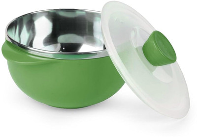 DRUMSTONE Stainless Steel Mixing Bowl Stainless Steel Serving Bowl with Lid – Green Mixing Bowl for Salads & Storage(Pack of 1, Multicolor)