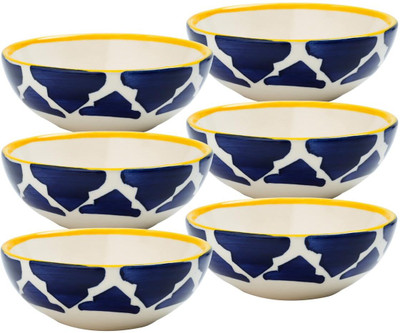 P-PLUS INTERNATIONAL Ceramic Serving Bowl Hand Painted Ceramic Tableware|Small Bowl Set for Dinner, Housewarming Gift Idea(Pack of 6, Blue)