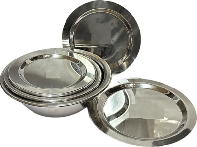 Dynore Stainless Steel Serving Bowl Stainless Steel Serving Bowl With Lids(Pack of 3, Silver)