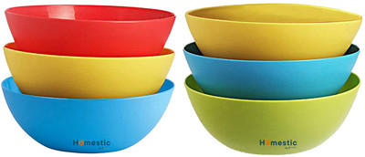 HOMESTIC Plastic Mixing Bowl Plastic Microwave Safe 6 Pieces Mixing Bowl Set- 500 ML (Multi)(Pack of 6, Multicolor)