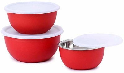 WORLD OF KITCHENCRAFT Stainless Steel Serving Bowl(Pack of 3, Red)