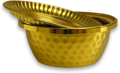 PRATYADH Stainless Steel Decorative Bowl Hammered Stainless Steel Offering Bowl(Pack of 1, Gold)