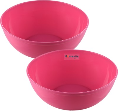 HOMESTIC Plastic Serving Bowl Plastic Dishwasher Safe Bowls|Serving Bowls for kitchen|2000 ML|Pack of 2|Pink(Pack of 2, Pink)