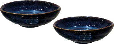 Lemon Tree Ceramic Serving Bowl Oval Shape Ceramic Stoneware Snack/Dessert Serving 2 Pcs Wide Bowl Set(Pack of 2, Blue)