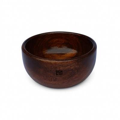 LignArt Wooden Serving Bowl Sheesham Wooden Bowl/Katori 4 inch | Handcrafted Rustic Brown Serving(Pack of 1, Brown)