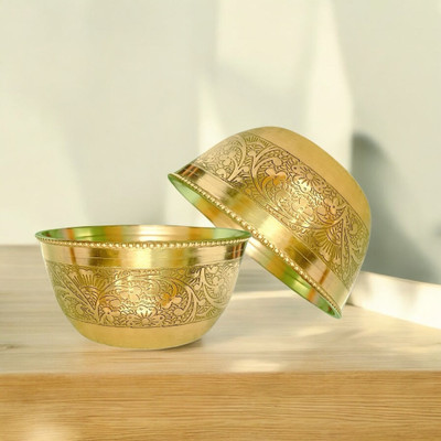 COPRASIA Brass Vegetable Bowl COPRASIA Brass Dining Bowl, Peetal ki Katori - 250 ml(Pack of 2, Gold)