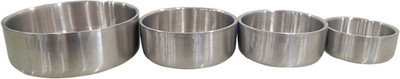liefde Stainless Steel Serving Bowl Regular Double Bowl(Pack of 4, Silver)
