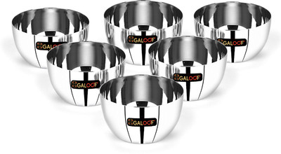 GALOOF Stainless Steel Vegetable Bowl heavy gauge set of 6(Pack of 6, Silver)