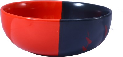 caffeine Ceramic Serving Bowl Handmade Half Red & Black Bamboo(Pack of 1, Red, Black)