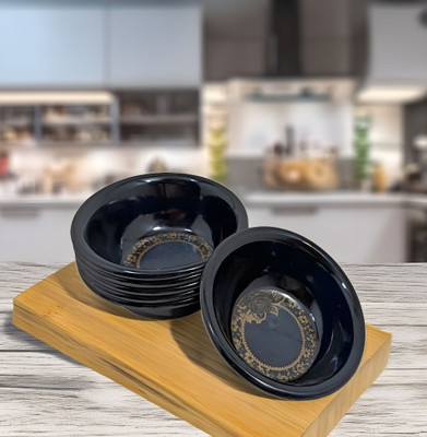 Inpro Melamine Vegetable Bowl Set of 6 - Stylish, Durable and Ideal for Everyday Use(Pack of 6, Black)