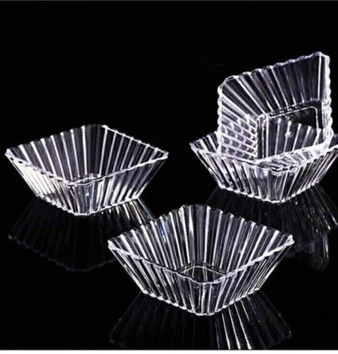 DSRPC Glass Serving Bowl Borosilicate square Glass Bowl for Kitchen & Dinning Serving Bowl (200 ml each)(Pack of 4, Clear)