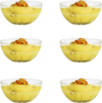 Glassbunny Glass Dessert Bowl 150ML Transparent Katori, Glass Serving Bowls, Round Toughened(Pack of 6, Clear)