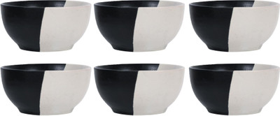 SPICY SPACES Ceramic Serving Bowl Serving Bowl Set | Eco-Friendly, Lightweight & Microwave Safe Bowl Set 6 (200ml)(Pack of 6, Black, White)