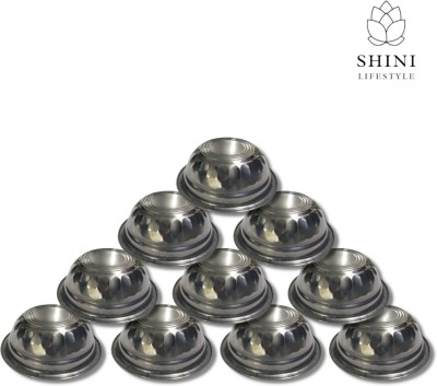 SHINI LIFESTYLE Stainless Steel Vegetable Bowl Katori, Vegetable Bowl, Dal Chawal Bowl, Katora, Designer katori, Soup Bowl(Pack of 10, Silver)