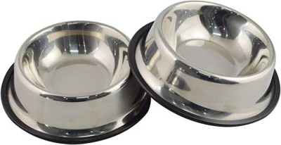 Furever Friends Stainless Steel Cereal Bowl Stainless Steel feeding Bowl Anti Skid pet feeder For Large Size Dogs (700ml)(Pack of 2, Silver, Steel)