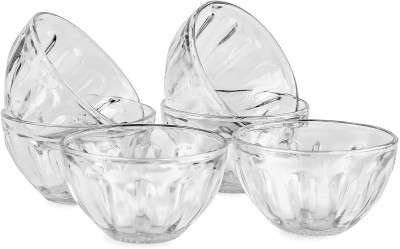 Drazit Glass Dessert Bowl Glass Bowl Set, Bowl, Perfect for Fruit Salad or Pudding (Pack of 6)(Pack of 6, Clear)