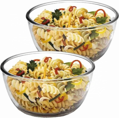 RKPL Glass Mixing Bowl Borosilicate Glass Mixing Bowl Container 2300 ml Disposable(Pack of 2, Clear)