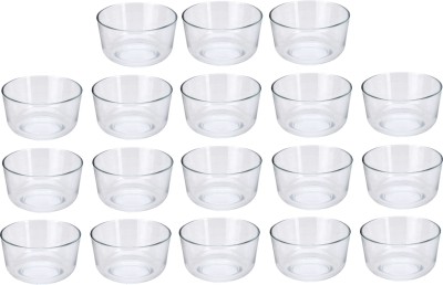 Somil Glass Mixing Bowl Beautiful Clear Glass Bowl for Serving Vegetables, Snacks, Soups, and Desserts(Pack of 18, Clear)