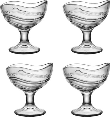 DEWPETON Glass Dessert Bowl 150Ml Crystal Clear Ice Cream Cups, Perfect for For Home, Restaurants(Pack of 4, Clear)