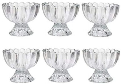 Sitaram Creation Glass Dessert Bowl Dessert Bowls, Ice Cream Cup, Pudding & Custard Salad Serving Bowl, 150 ml, Set of 6(Pack of 6, Clear)
