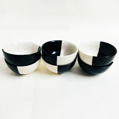 royal enterprise Ceramic Dessert Bowl CERAMIC BOWL Dual black(Pack of 6, Black)