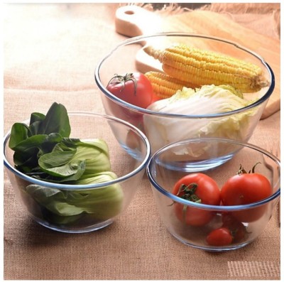 Sarsawal Glass Serving Bowl Mixing Bowl Sets-500 ml +1000 ml +1500 ml(Pack of 3, Clear)