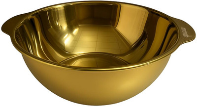 BHAJANSHREE Stainless Steel Salad Bowl Golden Bowl Serving & Mixing for Salad,Rice,Noodles,Soup,Snacks,Baking,Prepping(Pack of 1, Gold)