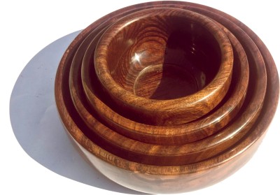 Mata Vaishno Emporium Wooden Serving Bowl Bowl4PB02(Pack of 4, Brown)