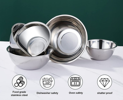Masox Store Steel Cookie Jar  - 0.5 L, 0.8 L, 1 L, 1.5 L, 1.8 L(Pack of 5, Silver)