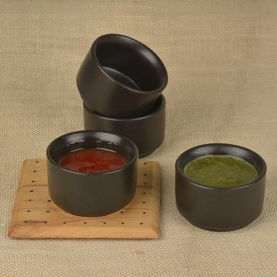 hc the crafts Ceramic Sauce Bowl(Pack of 4, Black)