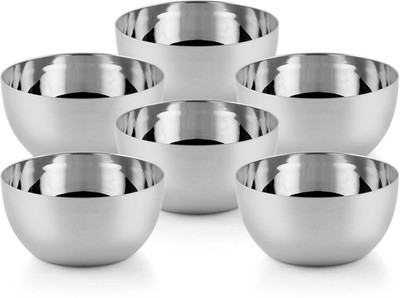 LIMETRO STEEL Stainless Steel Serving Bowl Pack of 6 Set for Kitchen ( Pack of 6,Size: 10 CM)(Pack of 6, Steel)
